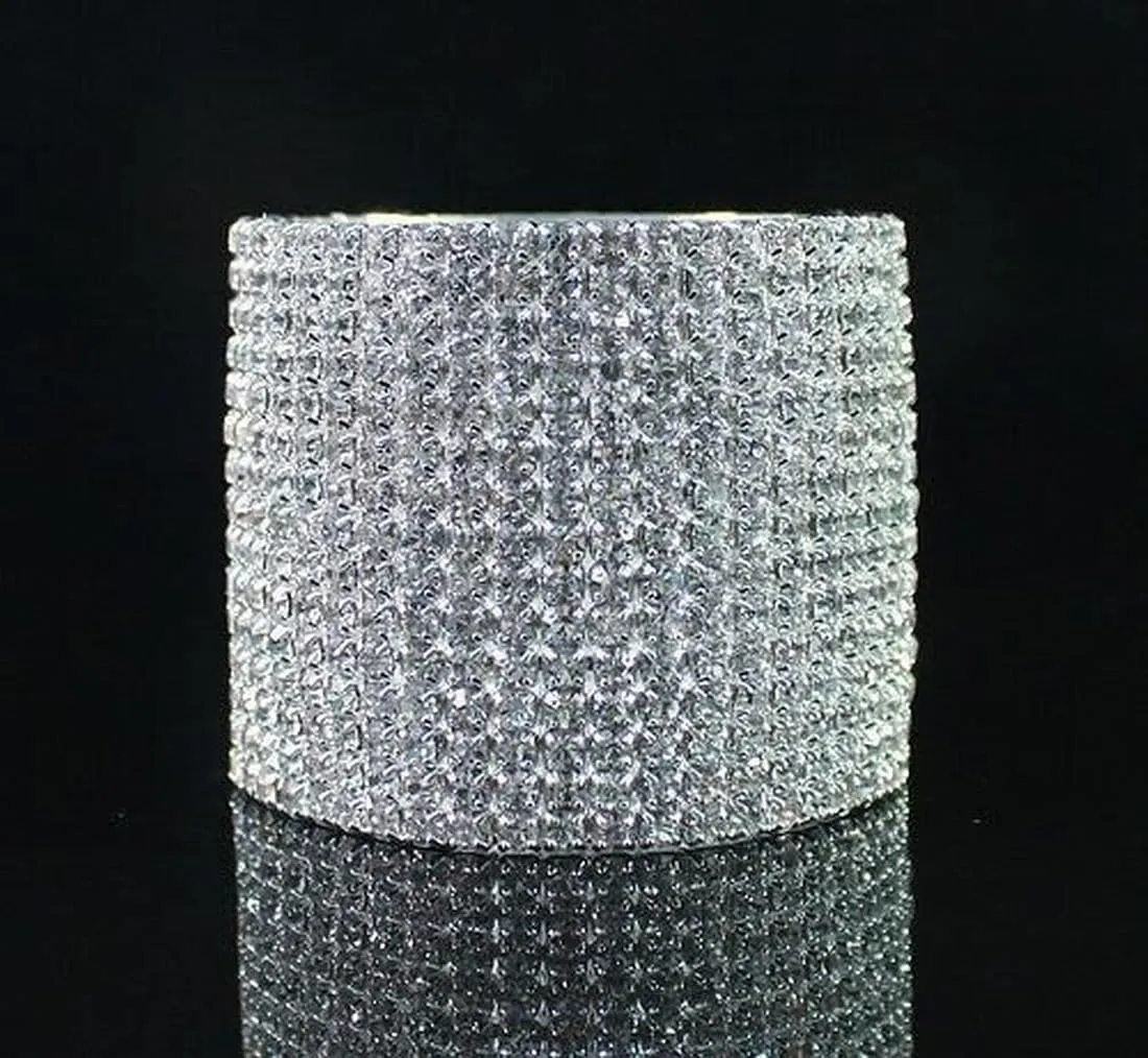 Vegas Clear White Austrian Rhinestone Crystal Tennis Stretch Bangle Bracelet Cuff Party Bridal Evening Wear 15 Row 10 Row 5 Row 3 Row Silver Gold B820