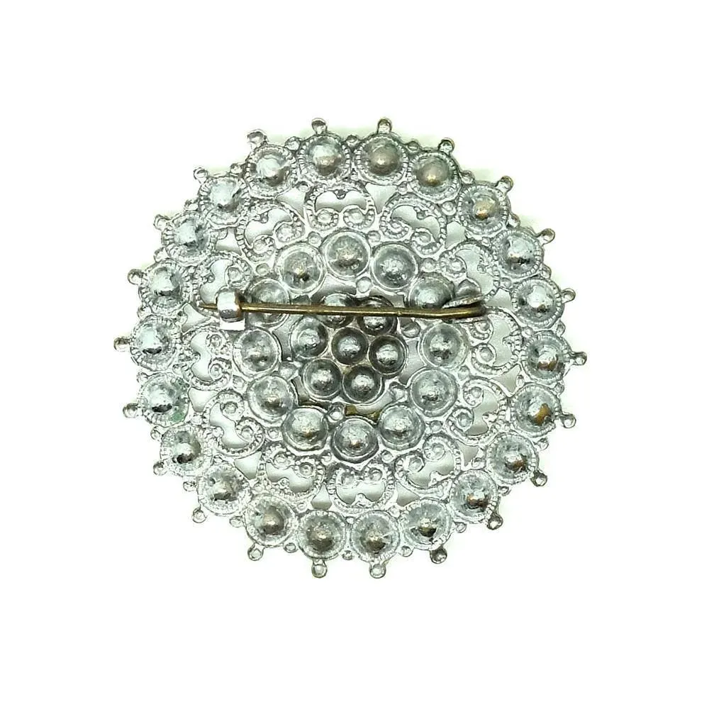 Vintage 1930's Diamante Round Brooch