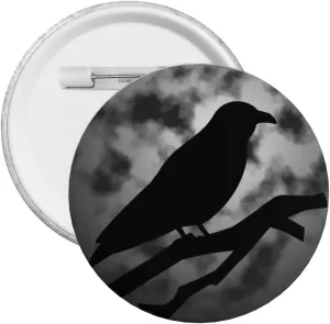 Vintage-Crow-Raven-Black-Retro-Moon Funny Gifts Gifts Pin Women Girls Pin Brooches Funny and Cute Pins for Clothes - Large