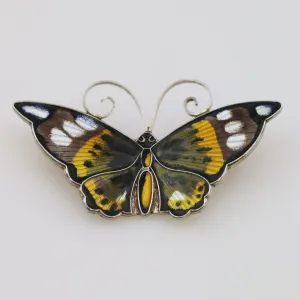 Vintage David Andersen Enamel Jewelry | Brown Multi-Color Large Butterfly Brooch