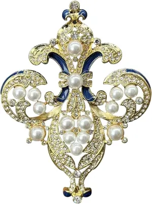 Vintage Gold Brooch and Pins for Women Goth Style Royal Pin Pearl Large Statement Brooches for Coat Suit Dress Fashion Jewelry
