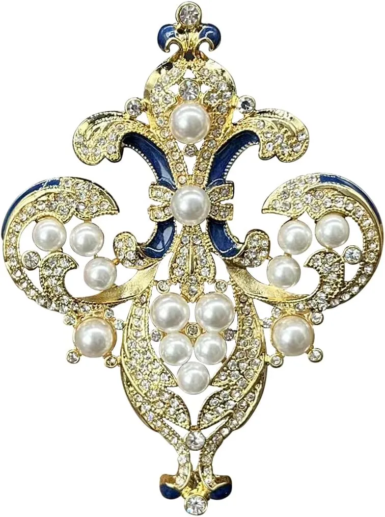 Vintage Gold Brooch and Pins for Women Goth Style Royal Pin Pearl Large Statement Brooches for Coat Suit Dress Fashion Jewelry