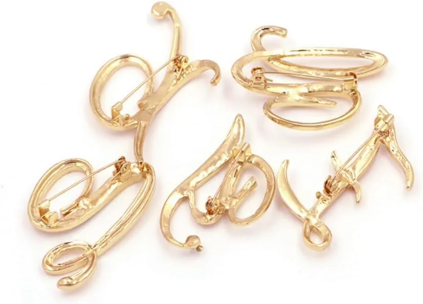 vmcoatdu Women A-Z Initial Pins 26 Letters Pins Gold Plated Metal Brooches Clear Crystal Rhinestone Brooch Breastpin Badge