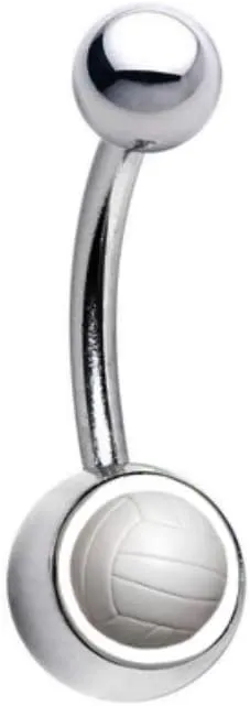 Volleyball PREMIUM Silver Titanium Anodized Classic Style Sexy Belly Navel Ring 14g, 7/16" Length