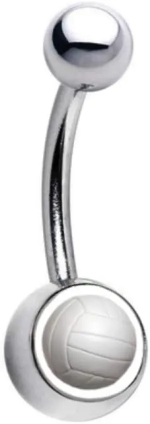Volleyball PREMIUM Silver Titanium Anodized Classic Style Sexy Belly Navel Ring 14g, 7/16" Length