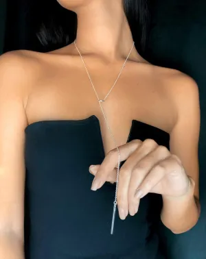 Vonluxy Long Lariat Bar Necklaces for Women,Stainless Steel Silver Adjustable Y Shape Drop Necklace Birthday Gifts for Her