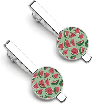 Watermelon Men's Tie Clip Round Tie Bar Tie Tack Pins Jewelry Accessories for Father's Day Gifts