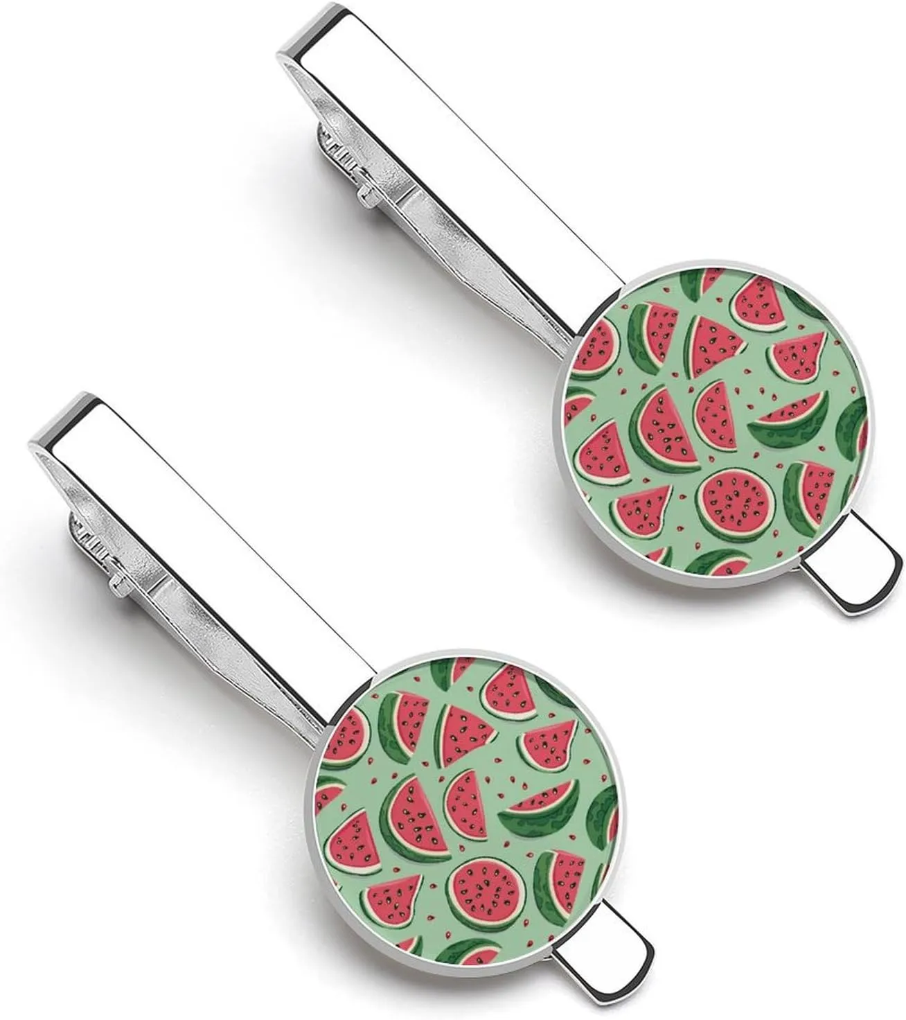 Watermelon Men's Tie Clip Round Tie Bar Tie Tack Pins Jewelry Accessories for Father's Day Gifts