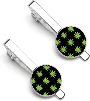 Weed Leaves Tie Clip Classic Necktie Bar Pinch Clothing Accessories for Wedding Party Business