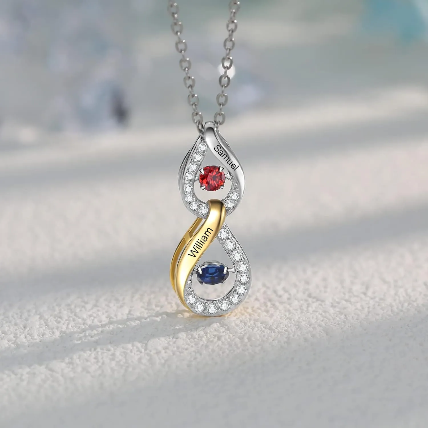 Wendy Made Custom Birthstone Necklace for Women with 2 Names  Sterling Silver Mother Daughter Necklace Jewelry  Personalized Gifts for Mom Grandma Wife for Mothers Day Christmas