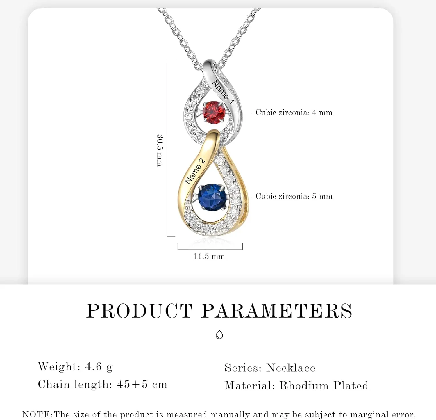Wendy Made Custom Birthstone Necklace for Women with 2 Names  Sterling Silver Mother Daughter Necklace Jewelry  Personalized Gifts for Mom Grandma Wife for Mothers Day Christmas