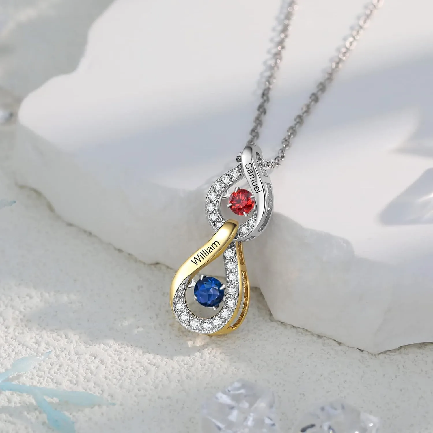 Wendy Made Custom Birthstone Necklace for Women with 2 Names  Sterling Silver Mother Daughter Necklace Jewelry  Personalized Gifts for Mom Grandma Wife for Mothers Day Christmas