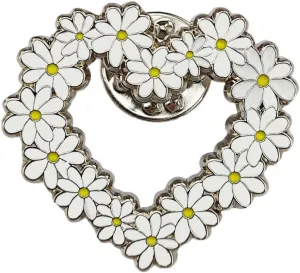 White Daisy Enamel Pins Cute Heart Shape Daisy Brooch Pins Badges Brooches Lapel Pins For Backpack Jacket Fashion Decoration Gifts for Friends