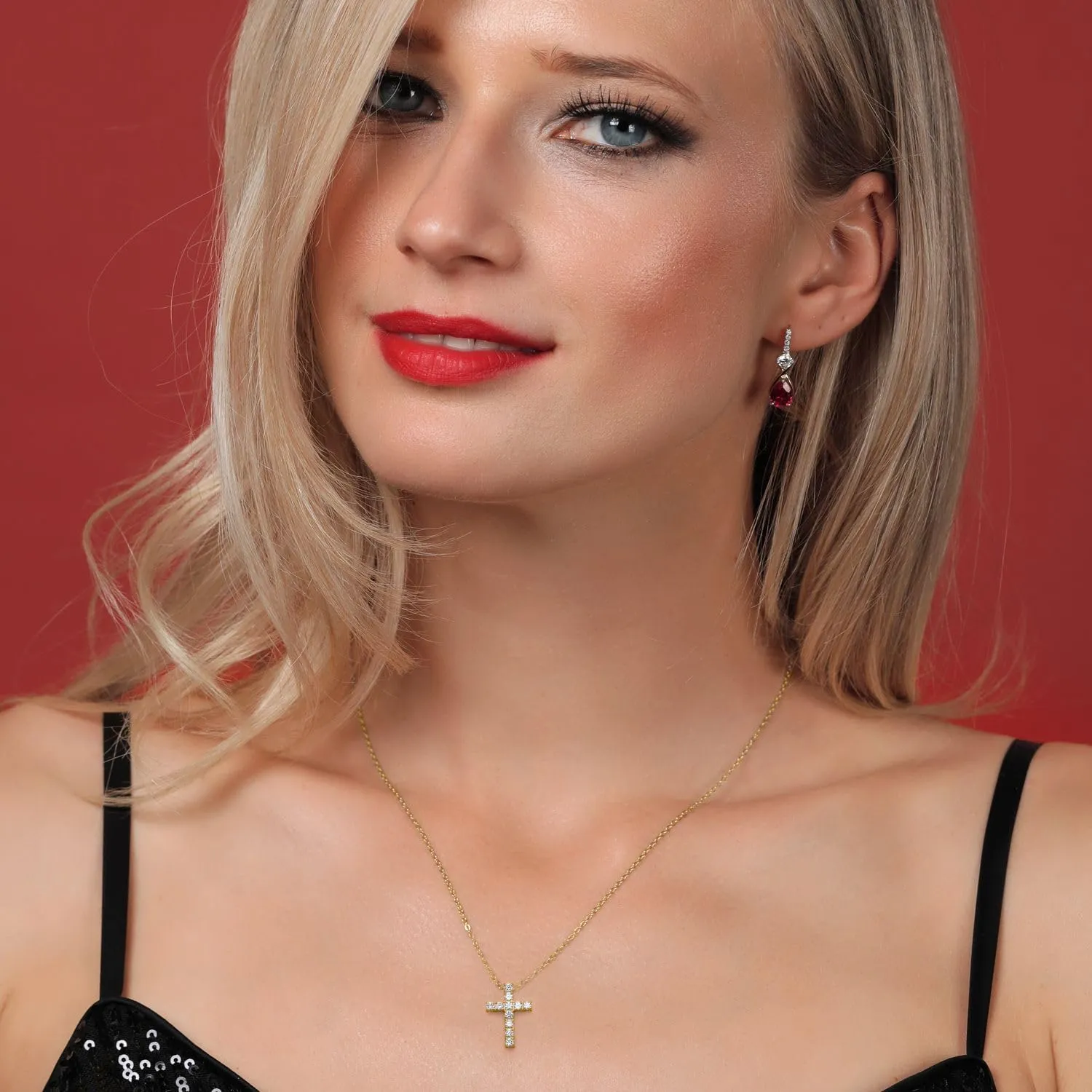 White Lab Grown Diamond Cross Pendant Necklace | 0.50-1.00 Cttw | 925 Sterling Silver | Jesus Christian Religious Crucifix Pendant for Women | DEF Color | VVS-VS Clarity | With 18 Inch Chain