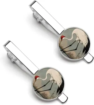 Whooping Crane Print Tie Clip Classic Necktie Bar Pinch Clothing Accessories for Wedding Party Business