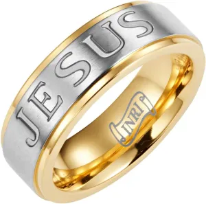 Willis Judd Christian Jesus Titanium Men's Ring 7mm Wide Engraved Jesus INRI with Cross
