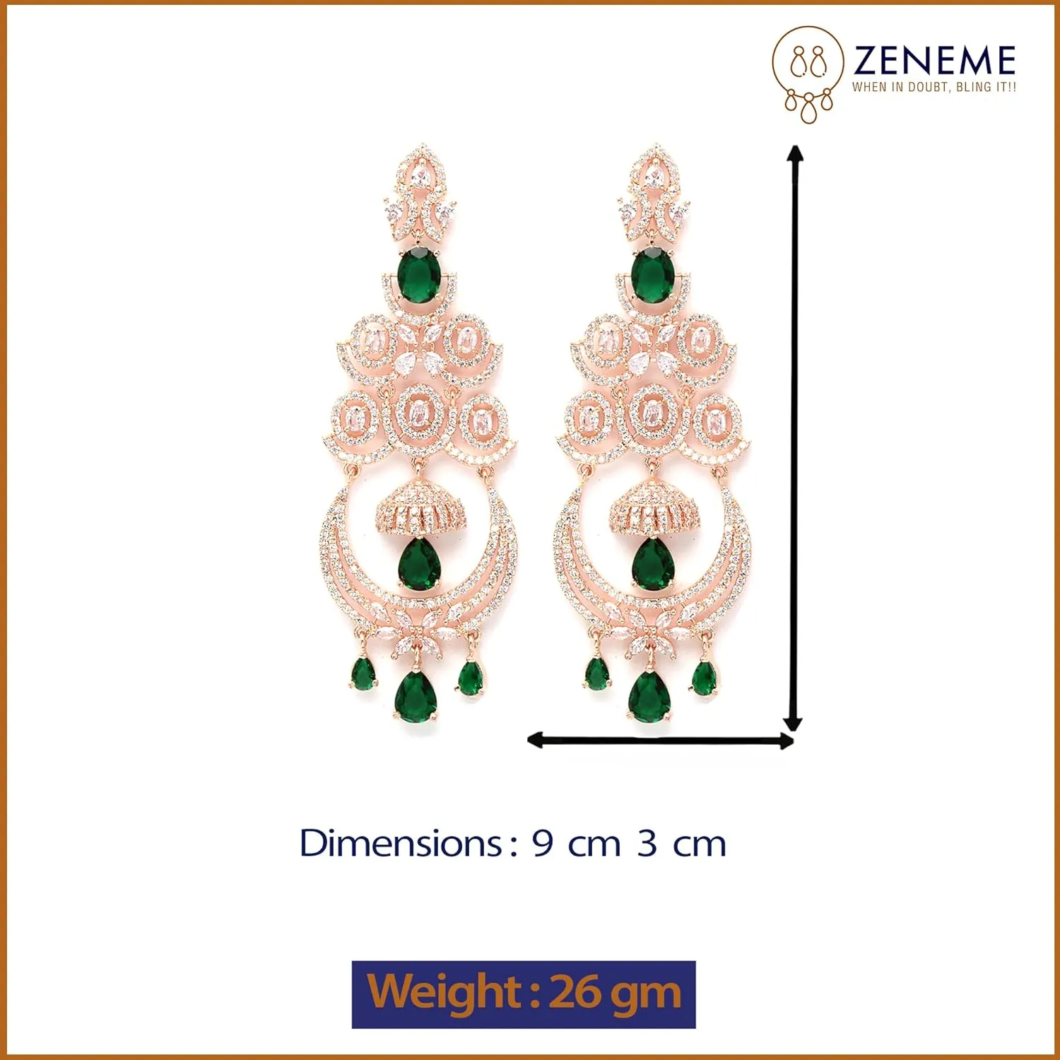 Women Floral Shaped American Diamond Dangle Chandelier Earring
