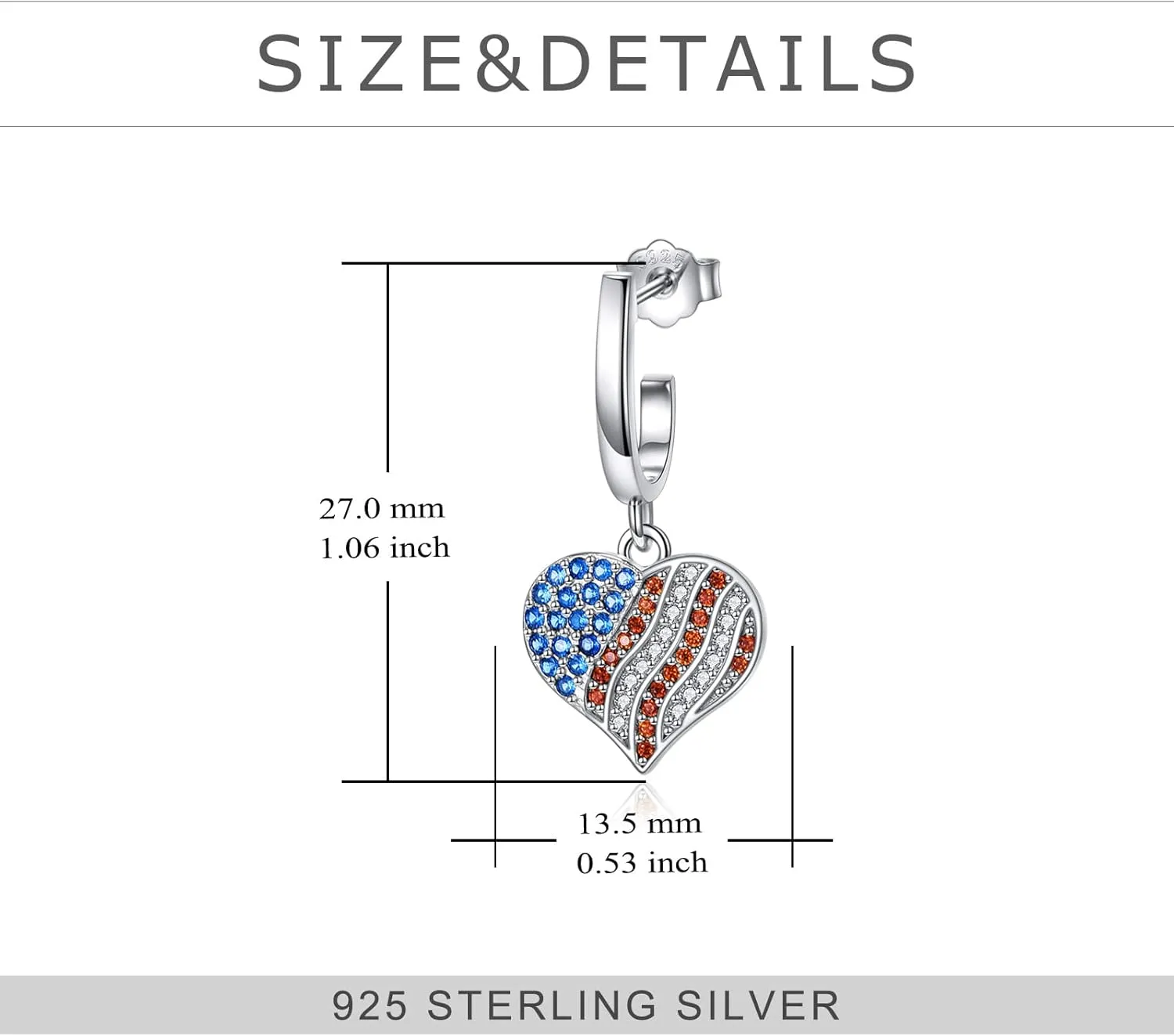 Women Ladies Earrings 925 Sterling Silver Drop &Dangle Earring Stud Hypoallergenic Jewelry