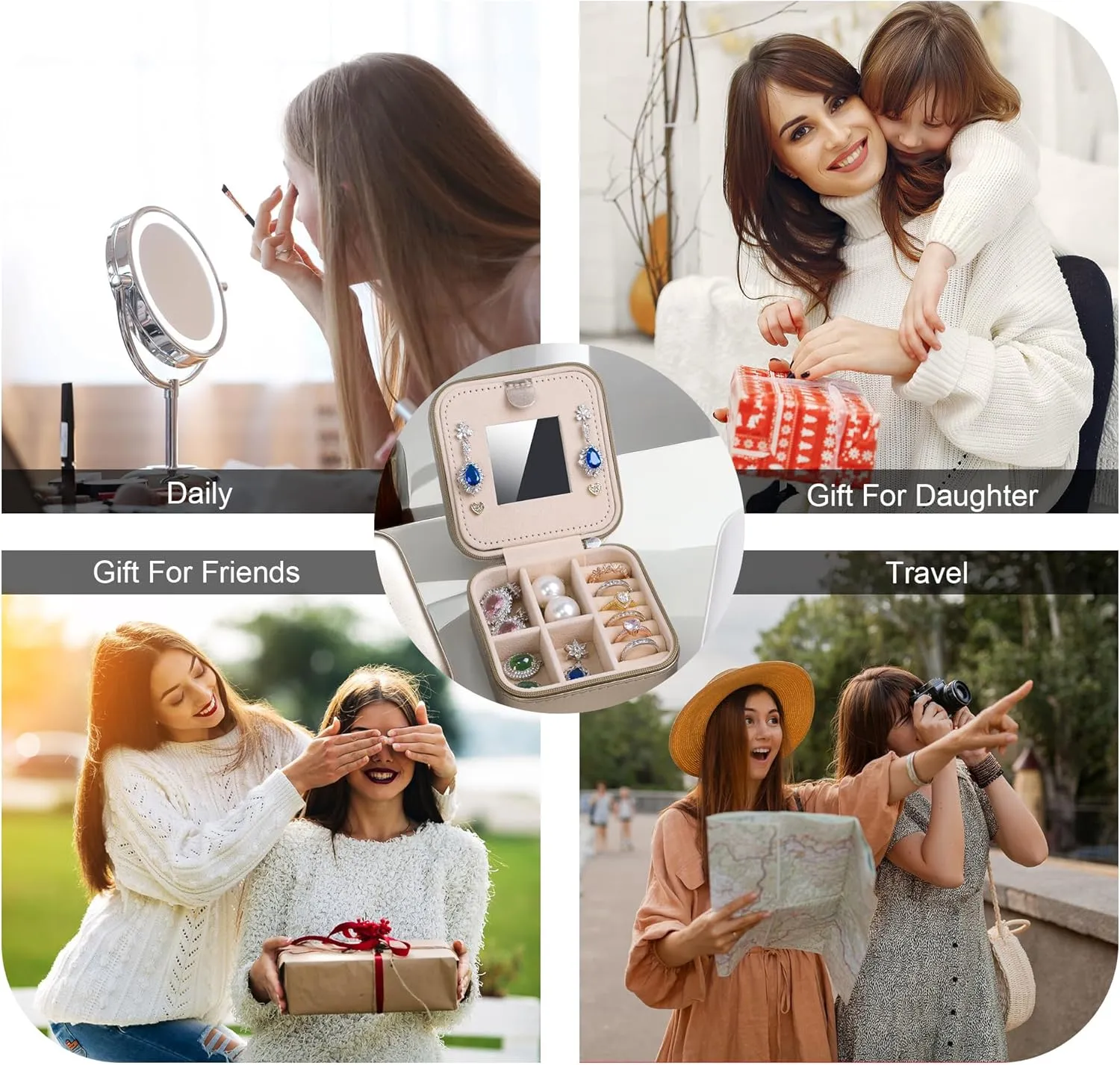 Women's Personalized Travel Jewelry Case, Small Jewelry Holder Organizer