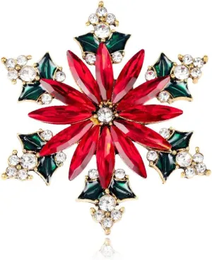 XGALBLA Christmas Brooch Pins, Rhinestone Crystal Enamel Christmas Jewelry Gift for Women Girls