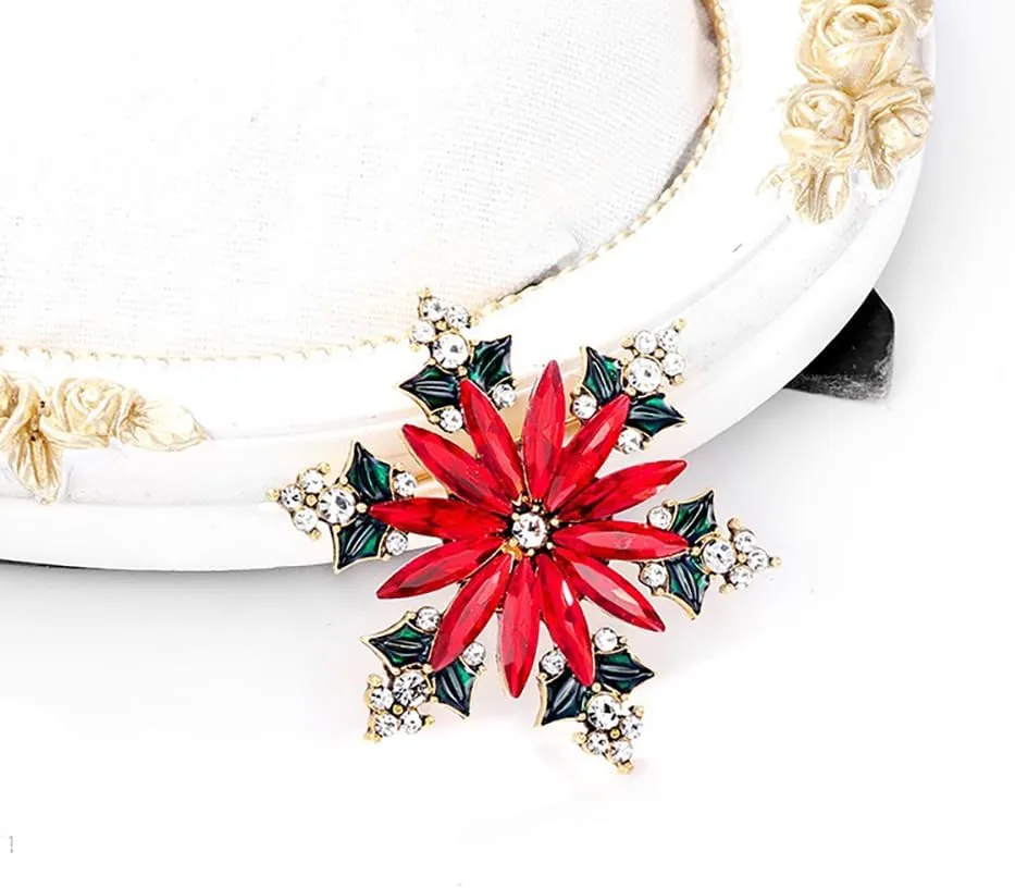 XGALBLA Christmas Brooch Pins, Rhinestone Crystal Enamel Christmas Jewelry Gift for Women Girls