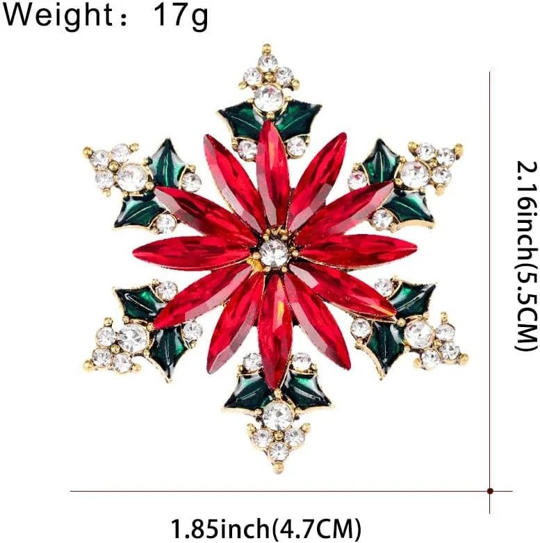 XGALBLA Christmas Brooch Pins, Rhinestone Crystal Enamel Christmas Jewelry Gift for Women Girls