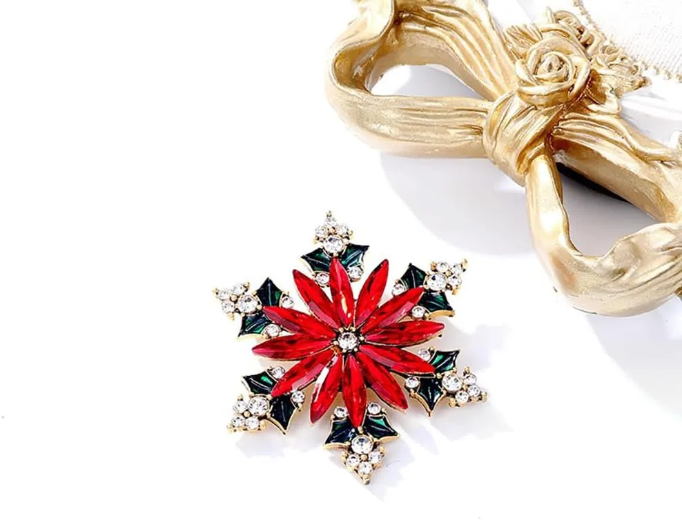 XGALBLA Christmas Brooch Pins, Rhinestone Crystal Enamel Christmas Jewelry Gift for Women Girls