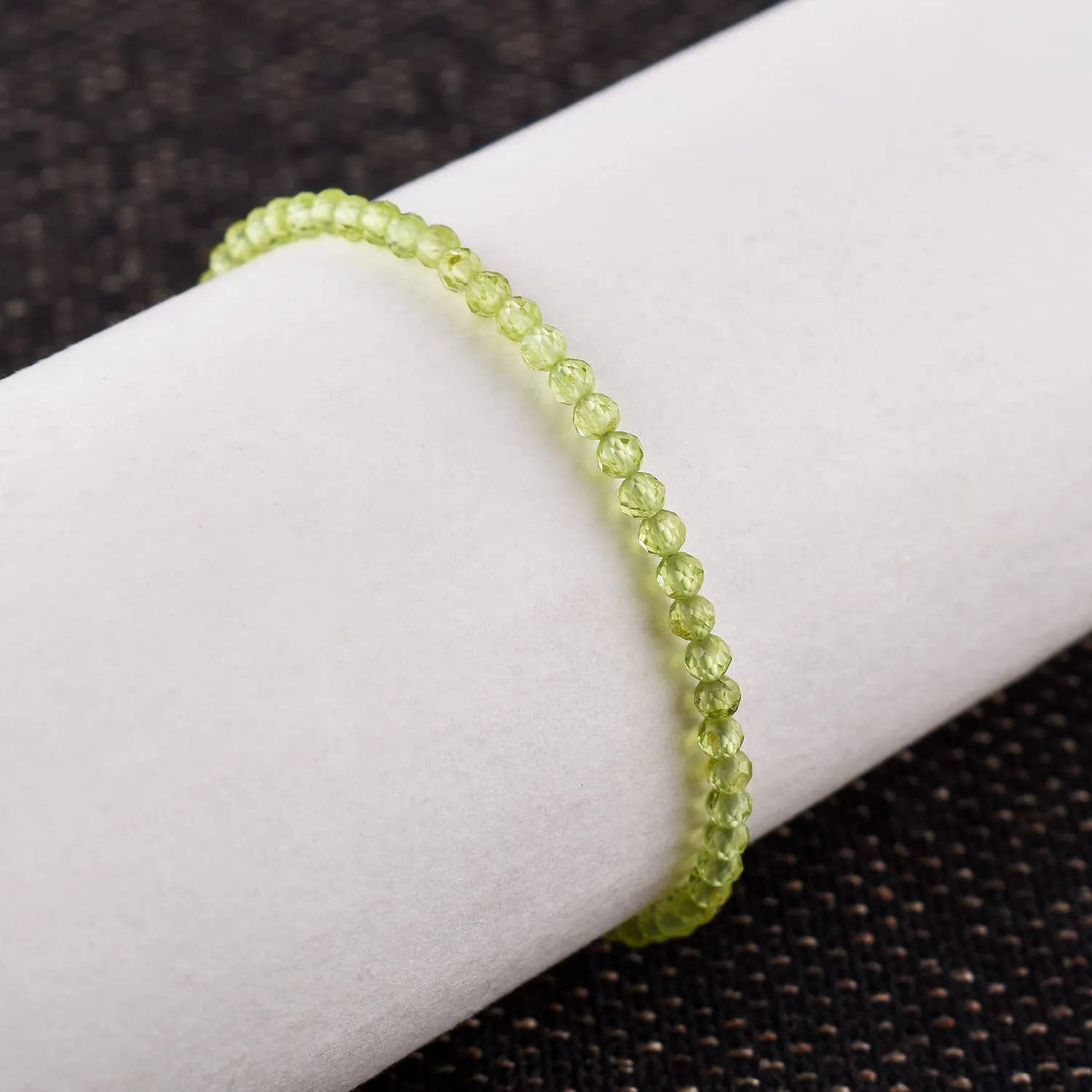YANARA Peridot Bracelet Natural Gemstone Micro Beads Handmade Jewelry For Women Chakra Energy Crystal, Silver Plated Chain 8 inch Crystal Bracelet
