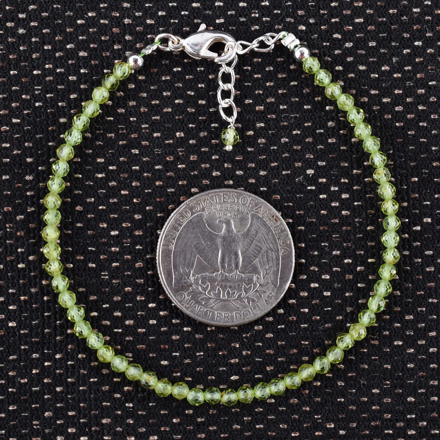 YANARA Peridot Bracelet Natural Gemstone Micro Beads Handmade Jewelry For Women Chakra Energy Crystal, Silver Plated Chain 8 inch Crystal Bracelet