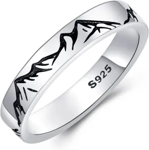 YFN Mountain Rings Sterling Silver Mountain Rings Nature Jewelry Gift For Skiers, Hikers, Campers, Climbers And Nature Lovers
