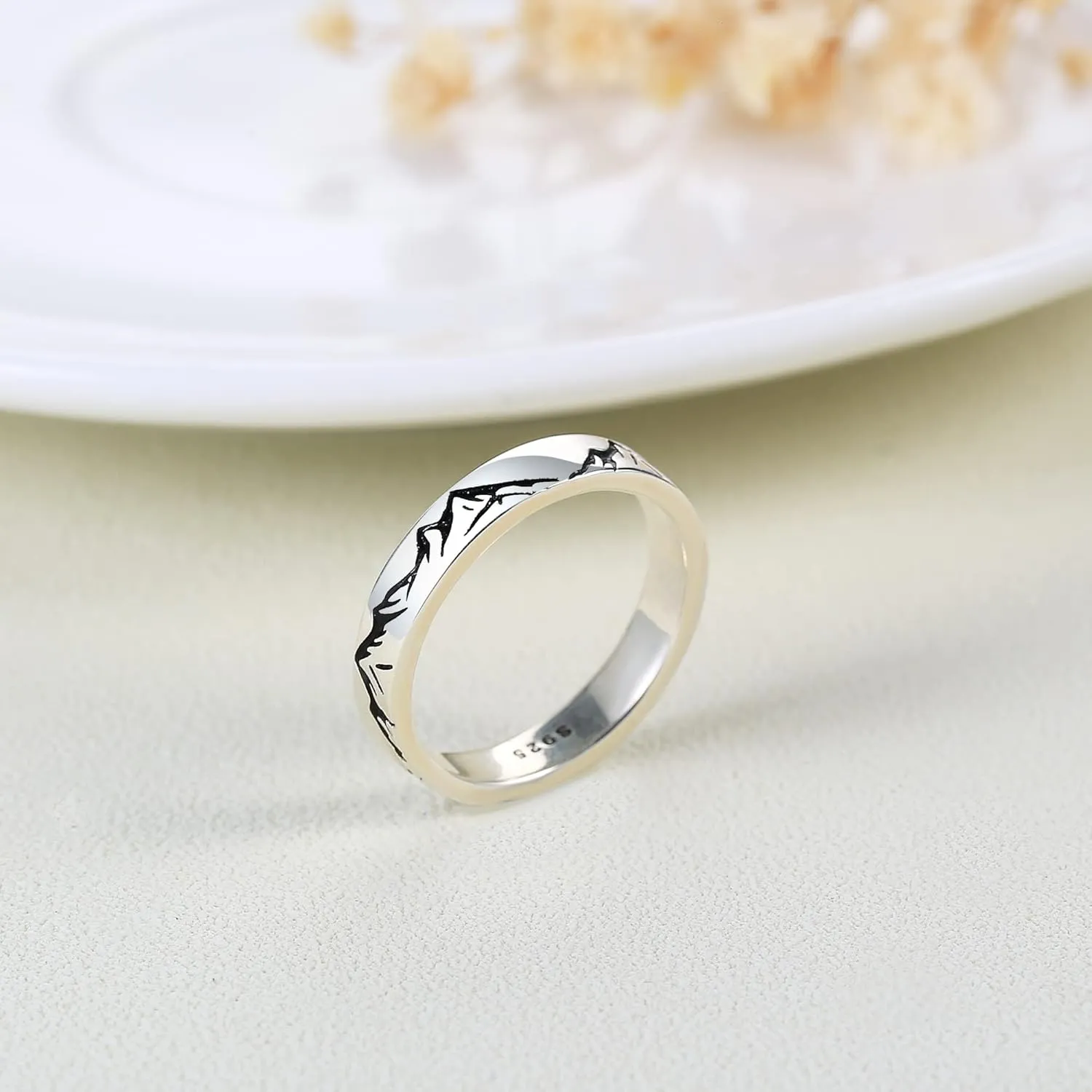 YFN Mountain Rings Sterling Silver Mountain Rings Nature Jewelry Gift For Skiers, Hikers, Campers, Climbers And Nature Lovers