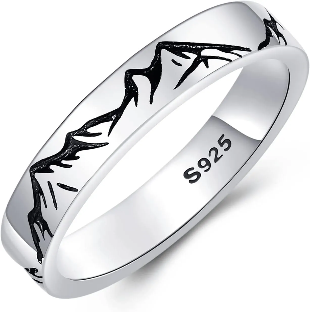 YFN Mountain Rings Sterling Silver Mountain Rings Nature Jewelry Gift For Skiers, Hikers, Campers, Climbers And Nature Lovers