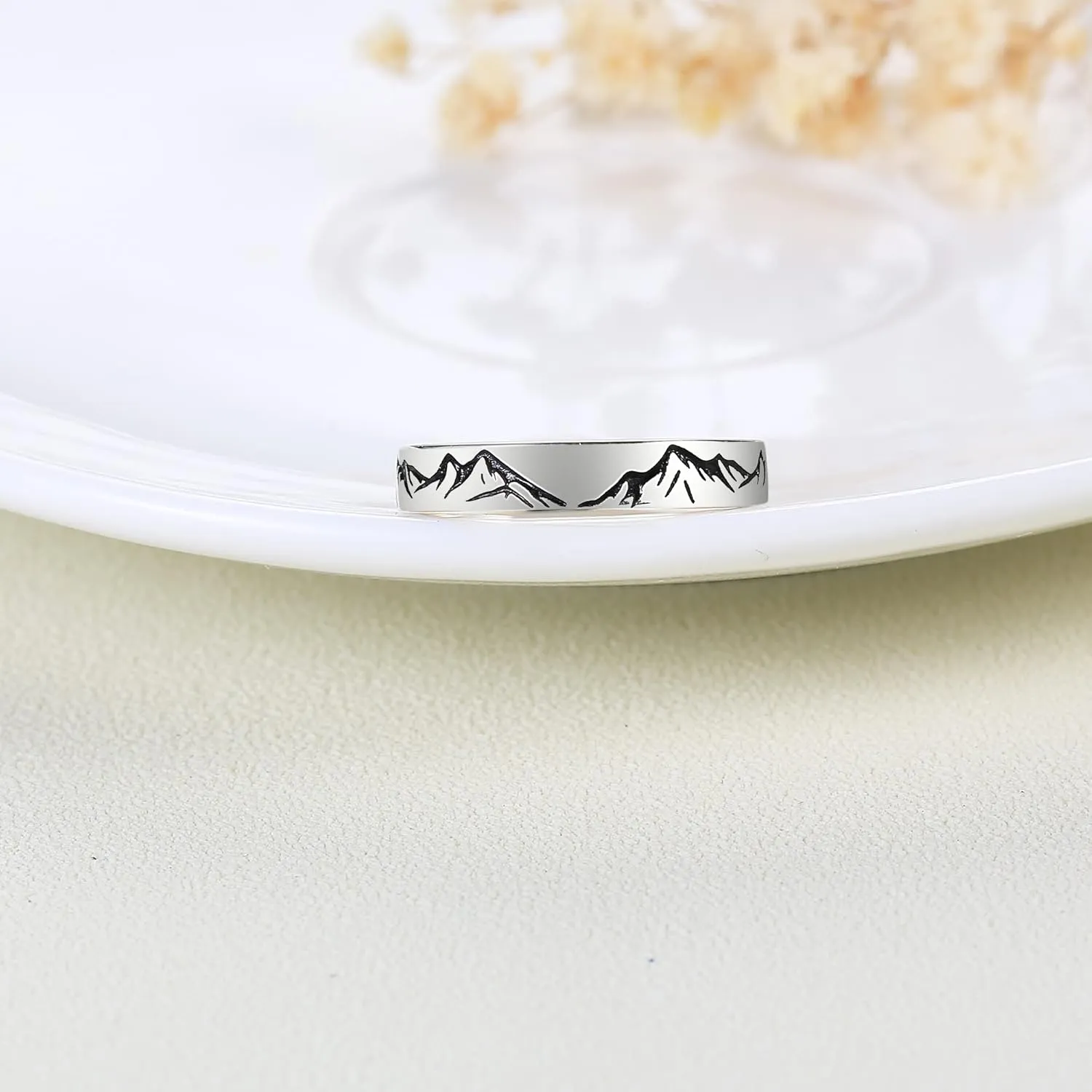 YFN Mountain Rings Sterling Silver Mountain Rings Nature Jewelry Gift For Skiers, Hikers, Campers, Climbers And Nature Lovers