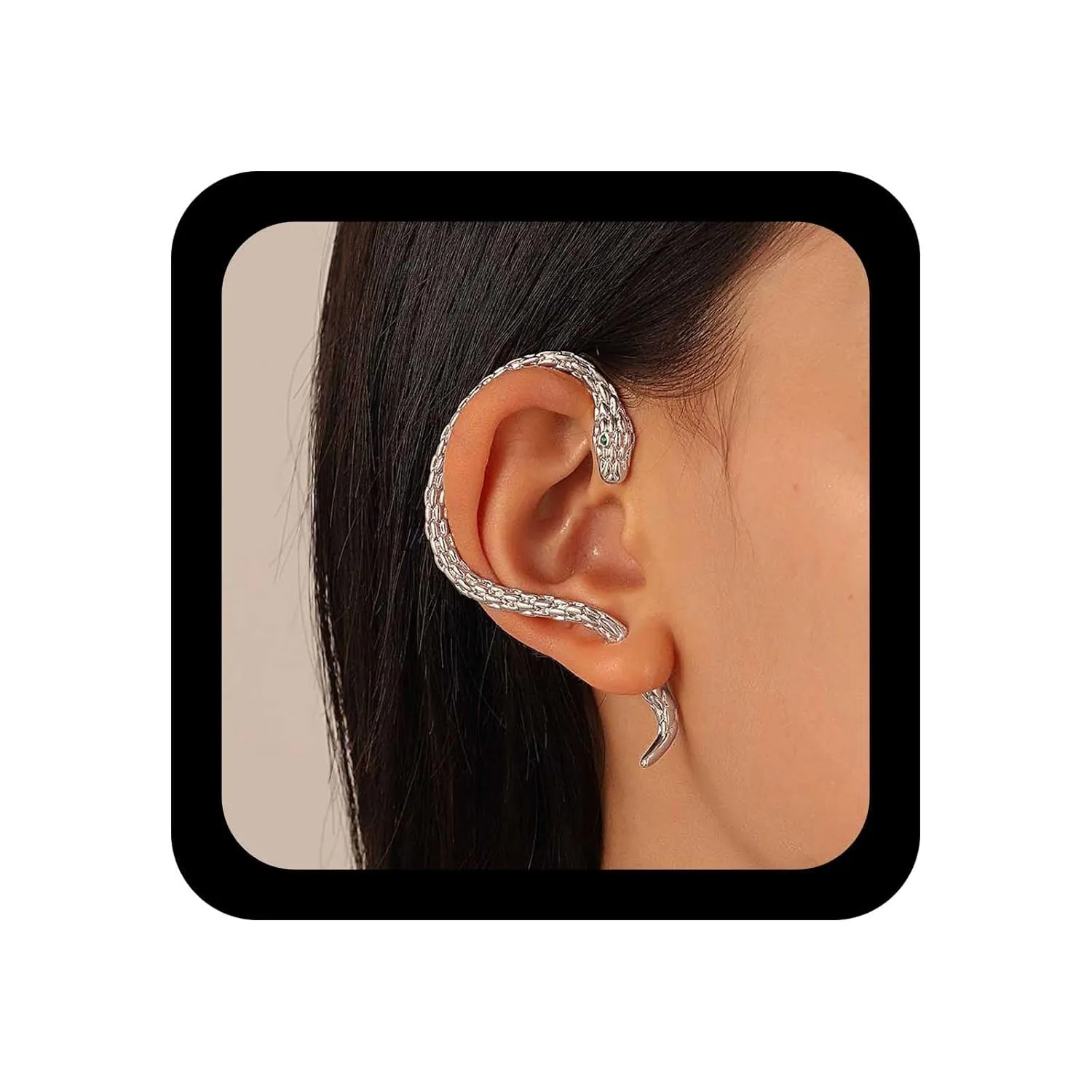 YienDoo Gothic Snake Ear Cuff Wrap Earring Silver Animals Crawler Climbers Stud Punk Ear Jacket Piercing Wrap Earring Hanging Statement Right Earrings Jewelry for Women