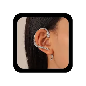 YienDoo Gothic Snake Ear Cuff Wrap Earring Silver Animals Crawler Climbers Stud Punk Ear Jacket Piercing Wrap Earring Hanging Statement Right Earrings Jewelry for Women