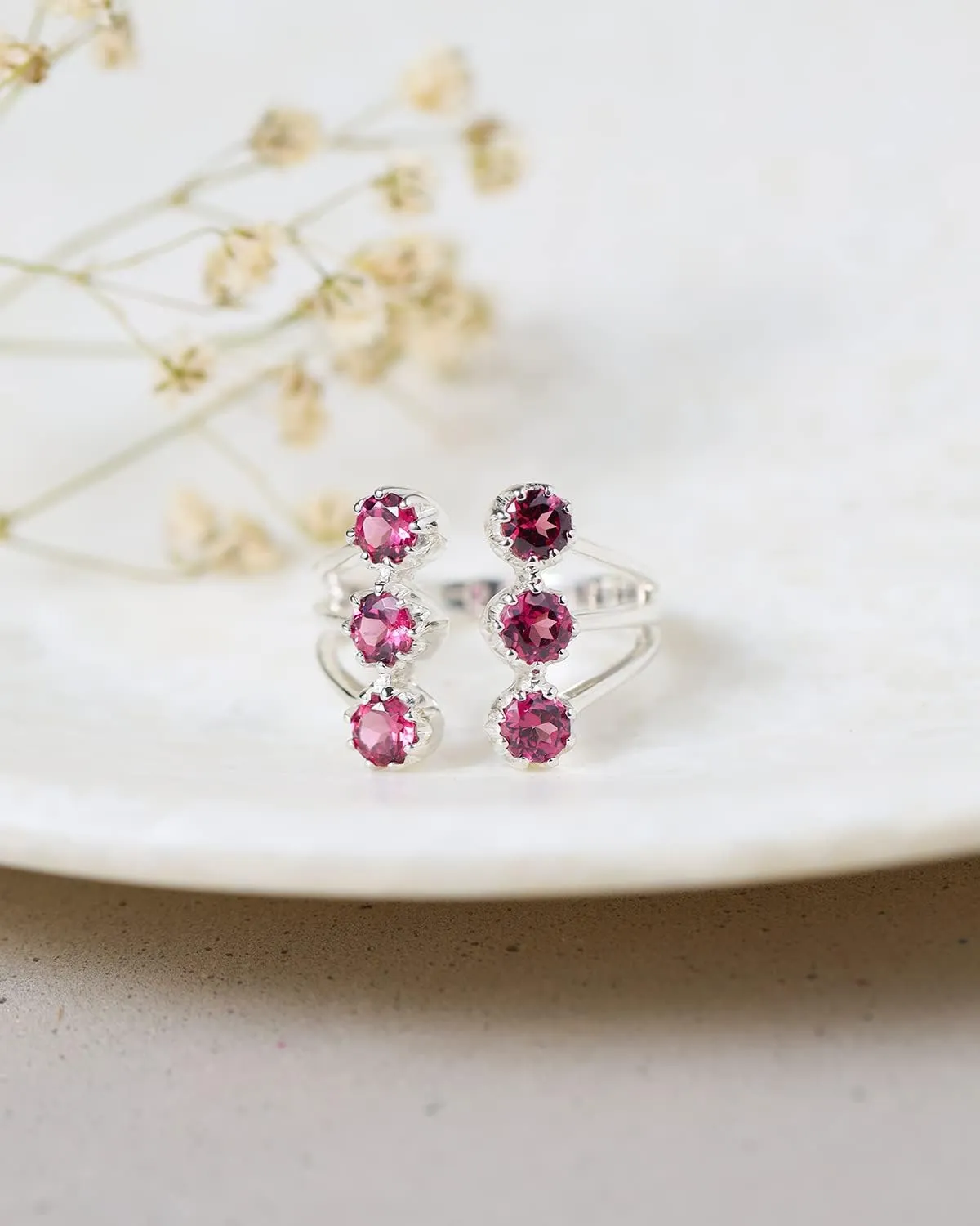 YoTreasure Rainbow Moonstone Tanzanite Citrine Rhodolite Garnet Ring Solid 925 Sterling Silver Classic Jewelry