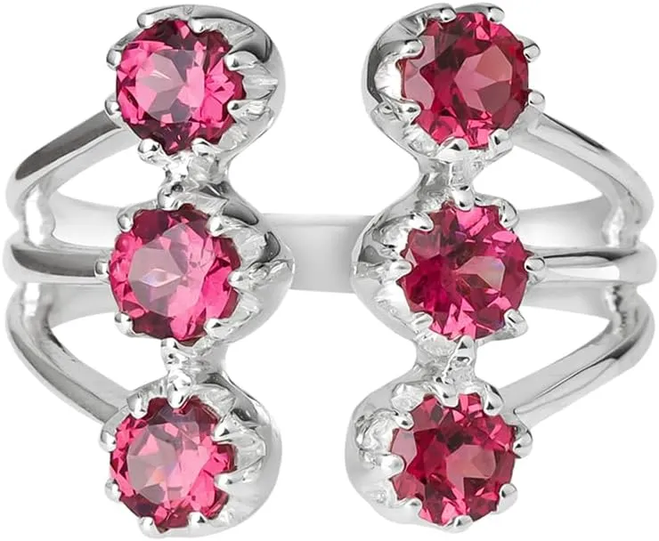 YoTreasure Rainbow Moonstone Tanzanite Citrine Rhodolite Garnet Ring Solid 925 Sterling Silver Classic Jewelry