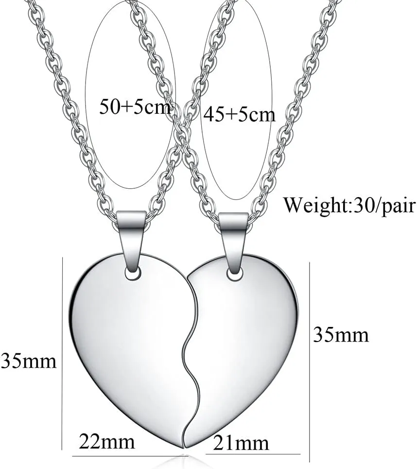 ZKXXJ Personalized Heart Puzzle Necklace,Music Spotify Scan Code Custom Pendant Sun Moon Name Date Love Music Code Heart Matching Pendant Stainless Steel Necklaces for Lover,Bf,Gf,Husband,Wife
