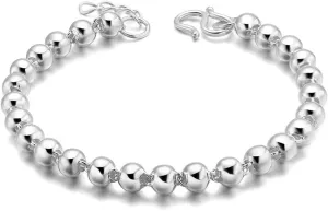 ZKXYFFS Bead Chain Bracelet for Women 925 Sterling Silver Beads Bangle Bracelet Transfer Lucky Cuff Bracelet Adjustable Charm Fashion Women Jewelry Fidget Bracelet for Anxiety Jewelry Friendship Gift